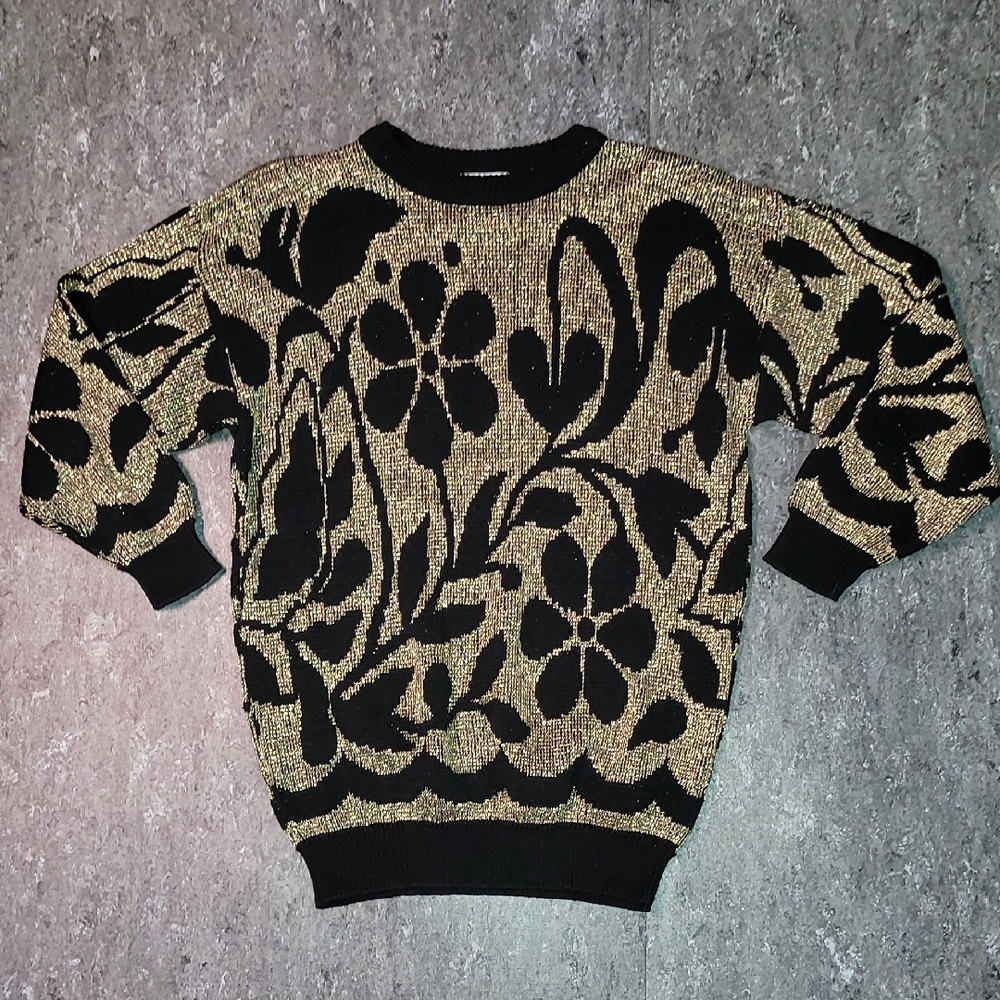 Made In USA. 1980s. Jane Adams. Acrylic Mix Crewneck Sweater.  Women's Large